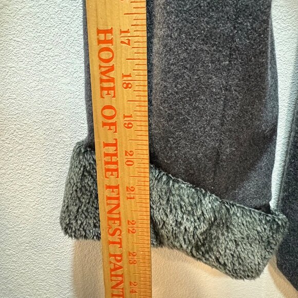 Braetan Womens Double-Breasted Wool Coat Lg Belted Waist Faux Fur Charcoal Gray - Picture 9 of 12